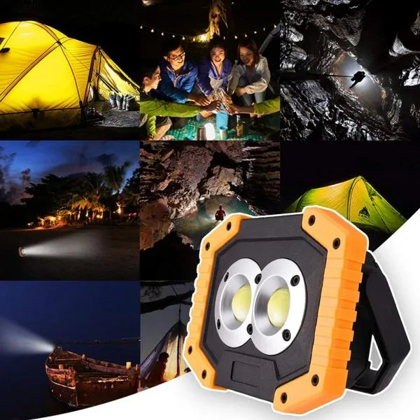 20W 2 COB 1500LM LED Work Light Rechargeable Portable Waterproof LED Flood Lights for Outdoor Camping Hiking Emergency Car Repairing and Job Site Lighting