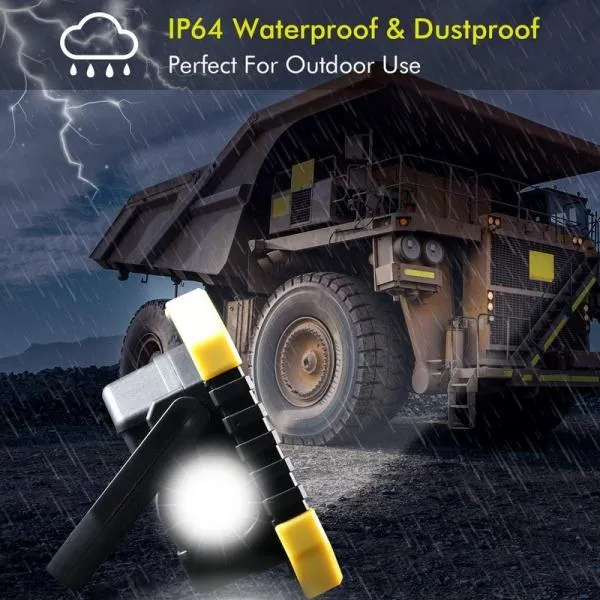 20W COB 3800LM LED Solar Work Light Rechargeable Portable Waterproof LED Flood Lights for Outdoor Camping Hiking Emergency Car Repairing and Job Site Lighting