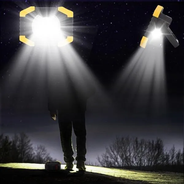 20W COB 3800LM LED Solar Work Light Rechargeable Portable Waterproof LED Flood Lights for Outdoor Camping Hiking Emergency Car Repairing and Job Site Lighting