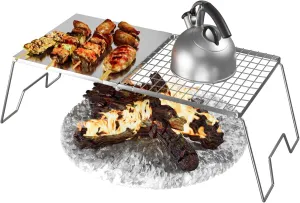 24'' Folding Campfire Grill Grate, Heavy Duty Camping Cooking Set With Folding Grill Design, Camping Griddle Fire Pit Grill, Portable Outdoor Campfire Grill Grate For Versatile Campfire Cooking