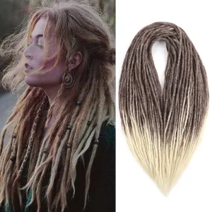 24 Inch Straight Double Ended Dreadlock Extensions Synthetic Dreads 10strands/pack Synthetic Braids Thin 0.6cm Soft Hip-Hop Style Dread Extensions Locks Hair(Straight（10 Strands）, 33/613)