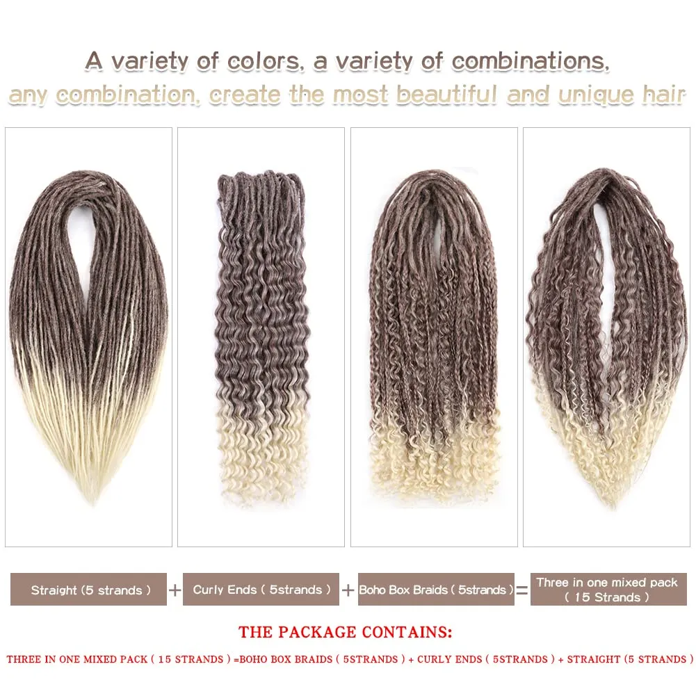 24 Inch Straight Double Ended Dreadlock Extensions Synthetic Dreads 10strands/pack Synthetic Braids Thin 0.6cm Soft Hip-Hop Style Dread Extensions Locks Hair(Straight（10 Strands）, 33/613)