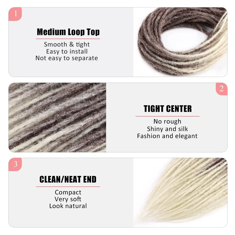 24 Inch Straight Double Ended Dreadlock Extensions Synthetic Dreads 10strands/pack Synthetic Braids Thin 0.6cm Soft Hip-Hop Style Dread Extensions Locks Hair(Straight（10 Strands）, 33/613)