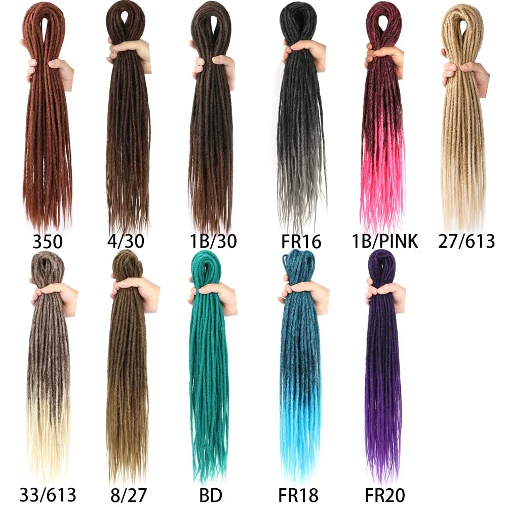24 Inch Straight Double Ended Dreadlock Extensions Synthetic Dreads 10strands/pack Synthetic Braids Thin 0.6cm Soft Hip-Hop Style Dread Extensions Locks Hair(Straight（10 Strands）, 8/27)