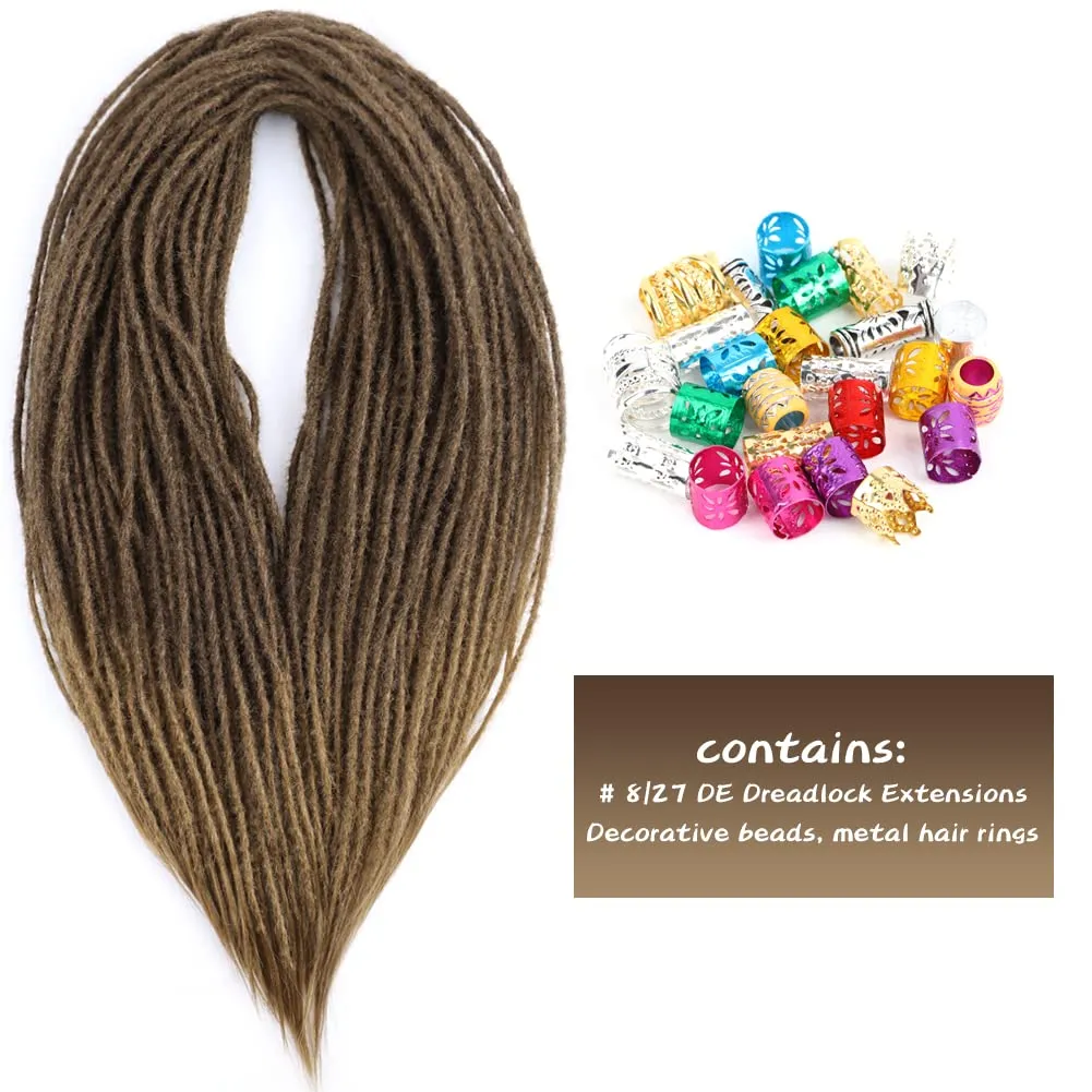 24 Inch Straight Double Ended Dreadlock Extensions Synthetic Dreads 10strands/pack Synthetic Braids Thin 0.6cm Soft Hip-Hop Style Dread Extensions Locks Hair(Straight（10 Strands）, 8/27)