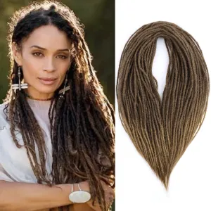 24 Inch Straight Double Ended Dreadlock Extensions Synthetic Dreads 10strands/pack Synthetic Braids Thin 0.6cm Soft Hip-Hop Style Dread Extensions Locks Hair(Straight（10 Strands）, 8/27)