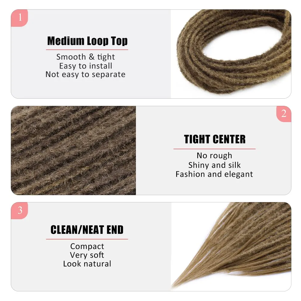 24 Inch Straight Double Ended Dreadlock Extensions Synthetic Dreads 10strands/pack Synthetic Braids Thin 0.6cm Soft Hip-Hop Style Dread Extensions Locks Hair(Straight（10 Strands）, 8/27)