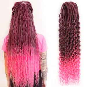 24inches Synthetic Double Ended Wavy Dreadlock Extensions10strands style Curly loose ends Dread Extensions Handmade Soft Reggae Synthetic Dreadlock Extensions(Curly End 10 Strands）, 1B/Pink)