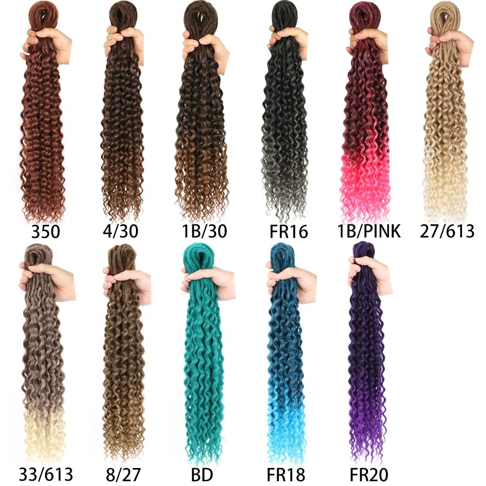 24inches Synthetic Double Ended Wavy Dreadlock Extensions10strands style Curly loose ends Dread Extensions Handmade Soft Reggae Synthetic Dreadlock Extensions(Curly End 10 Strands）, 1B/Pink)