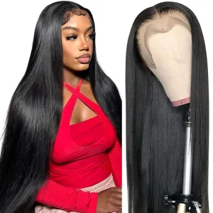 250% Density 13x6 HD Straight Lace Front Wigs Human Hair Pre Plucked 260g Glueless Lace Frontal Wigs Human Hair 13x6 Human Hair Lace Front Wigs for Black Women Bleached Knots 28 Inch