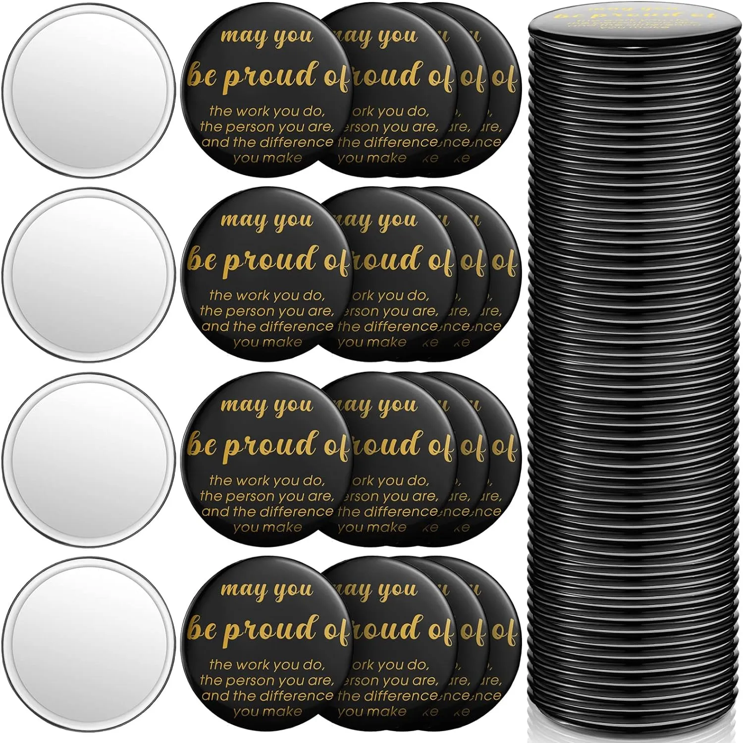 2.76 Inch 36 Pcs Inspirational Compact Mirror Bulk Employee Round Makeup Glass Mirror Personal Purse Pocket Mini for ‌Galentines Day Women Coworker Nurse Friends(May You Be Proud)
