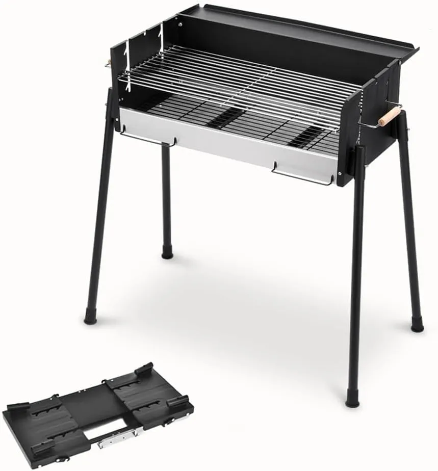 28" Large Folding Portable BBQ Charcoal Grill, Stainless Steel Yakitori Grill for 8 People Outdoor Cooking Tool Kit for Patio, Backyard, Garden, Camping Hiking