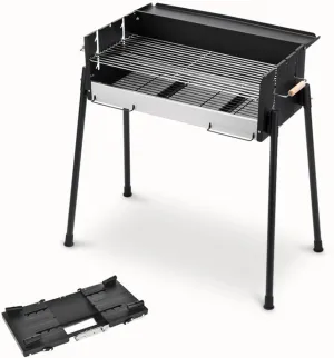 28" Large Folding Portable BBQ Charcoal Grill, Stainless Steel Yakitori Grill for 8 People Outdoor Cooking Tool Kit for Patio, Backyard, Garden, Camping Hiking