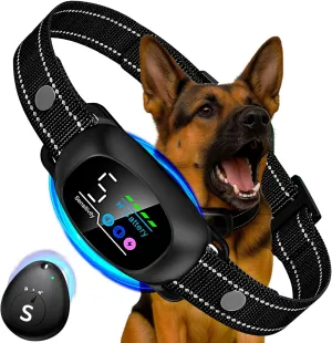 2in1 Bark Collar for Large Medium Small Dogs Shock Collar Smart Rechargeable Anti Stop Barking Device Training Collar Automatic and Manual Mode with Remote Tag Beep Vibrartion Shock for All Breeds