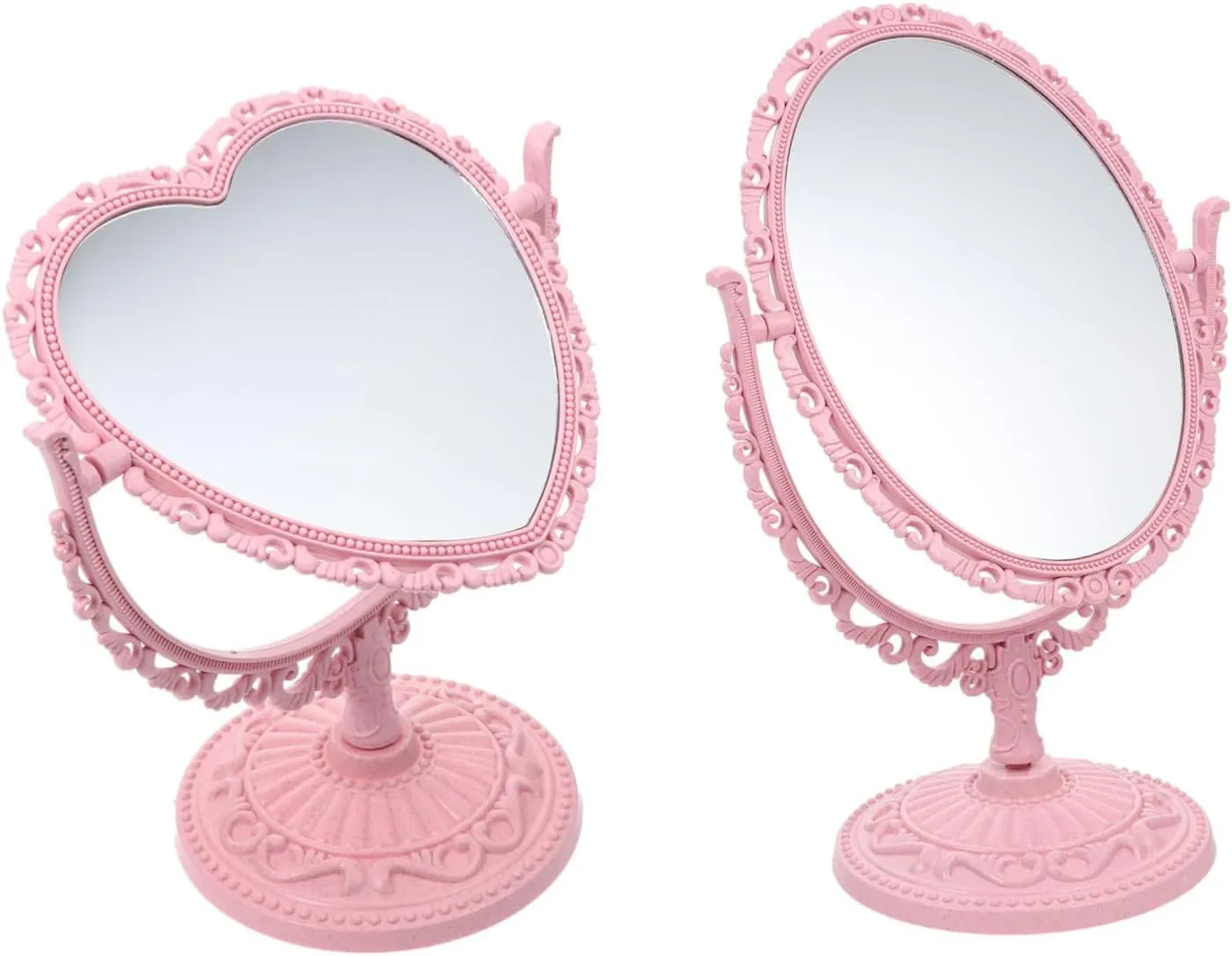 2pcs Double Sided Makeup Mirror Vintage Desktop Standing Mirror Sturdy Base
