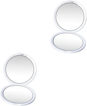 2pcs Portable Magnifying Makeup Mirror 10x Magnification for Women Compact Travel Mirror Led Shape Cosmetic for Home Outdoor Use