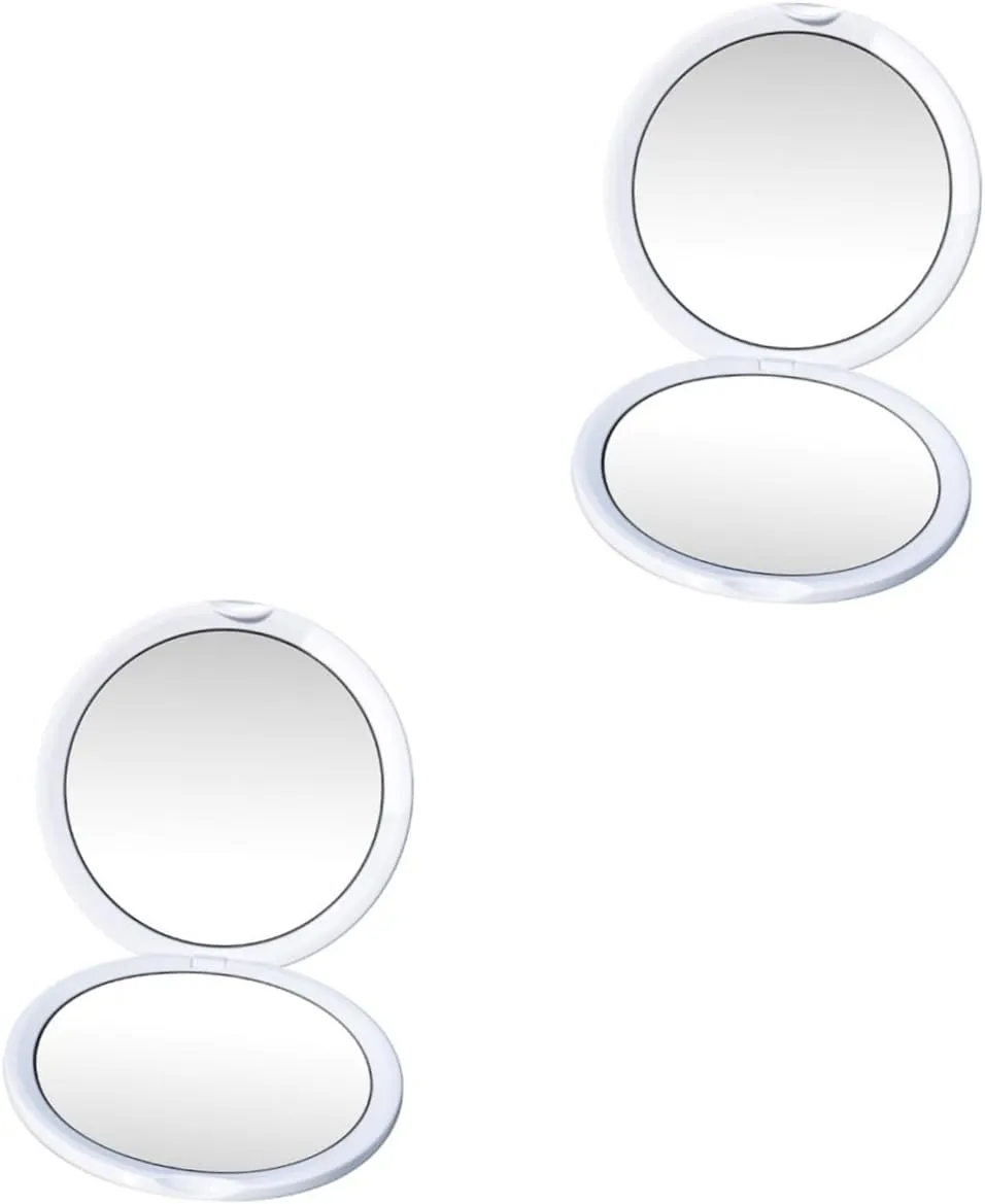 2pcs Portable Magnifying Makeup Mirror 10x Magnification for Women Compact Travel Mirror Led Shape Cosmetic for Home Outdoor Use