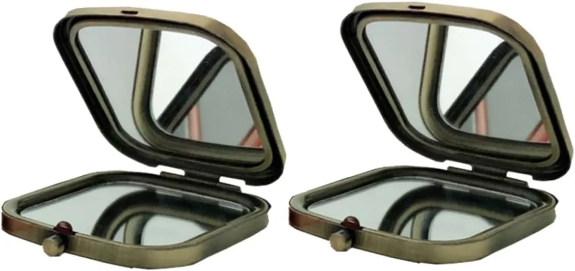 2pcs Square Double Sided Folding Makeup Mirror Mini Pocket Mirror Portable Compact for Women