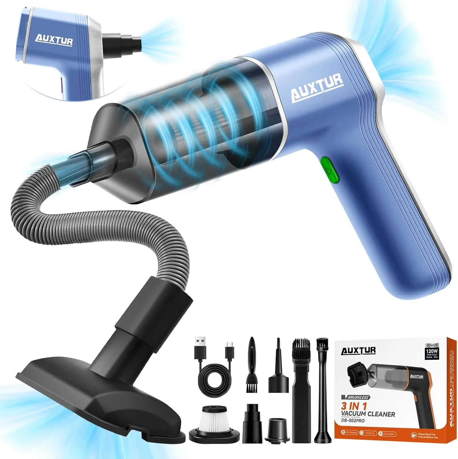 3 in 1 Handheld Vacuum Cordless|12000PA Car Vacuum Cleaner,Portable and Rechargeable Cleaner with High Power Brushless Motor,Super Suction Power Vacuums