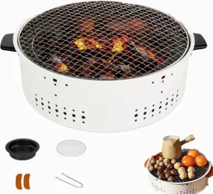 3 in 1 Portable Outdoor Camping Grill, a multi-functional outdoor camping Camping Grill,Stainless Steel Charcoal Grill,with Anti-Scald Handles on Both Sides,Barbecue Grills (A)