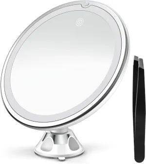 30X Magnifying Makeup Mirror with 3 Level LED Lights, 360° Rotation, Strong Suction, Portable Travel-Friendly Design, Perfect for Precision Grooming and Flawless Makeup Application