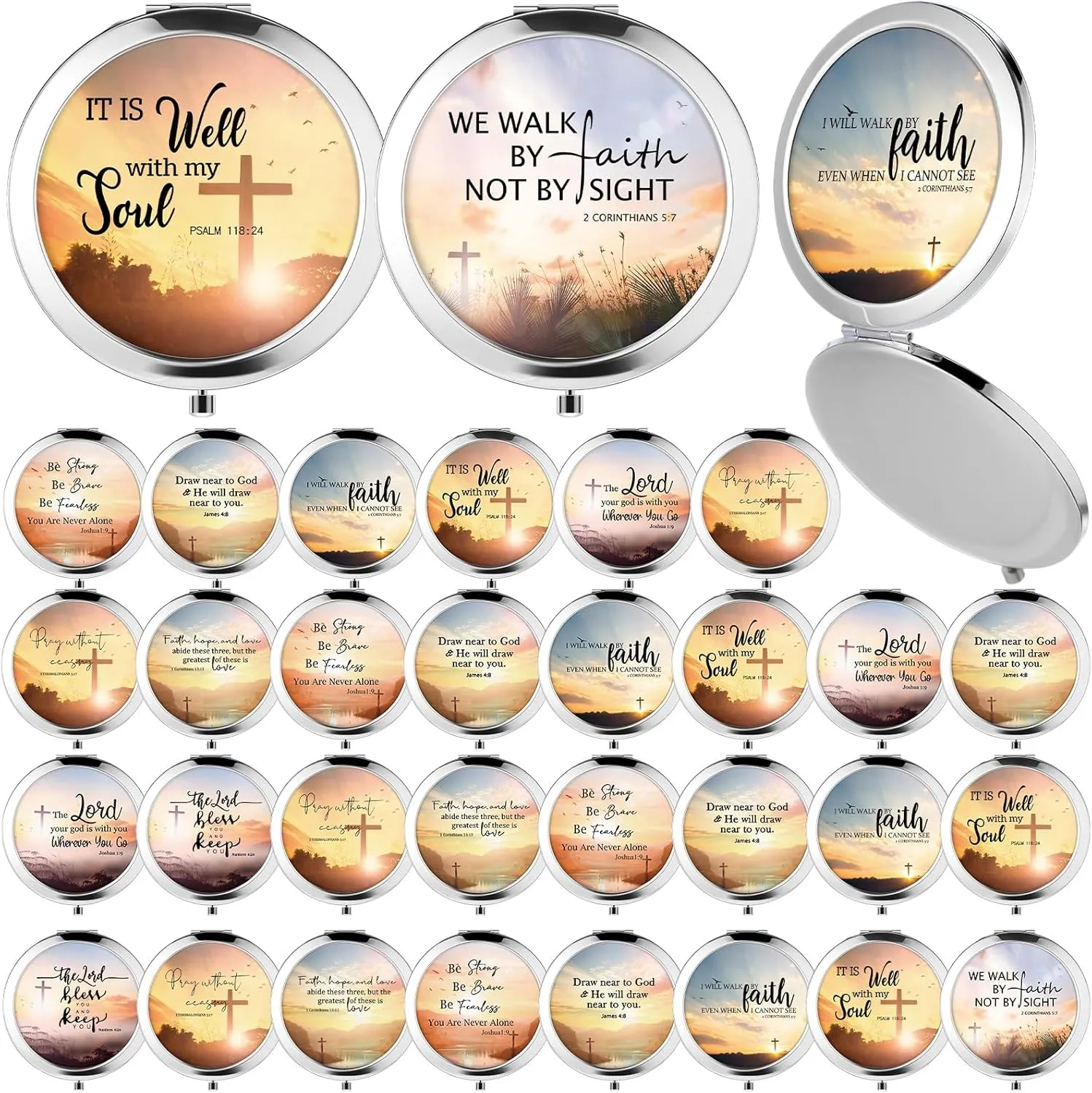 36 Pcs Christian Compact Mirrors Gifts for Women Bulk Religious Pocket Mirror with Bible Verse Inspirational Scripture Quote Church Group Party Favors for Mother Teacher Nurse Friends