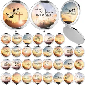 36 Pcs Christian Compact Mirrors Gifts for Women Bulk Religious Pocket Mirror with Bible Verse Inspirational Scripture Quote Church Group Party Favors for Mother Teacher Nurse Friends