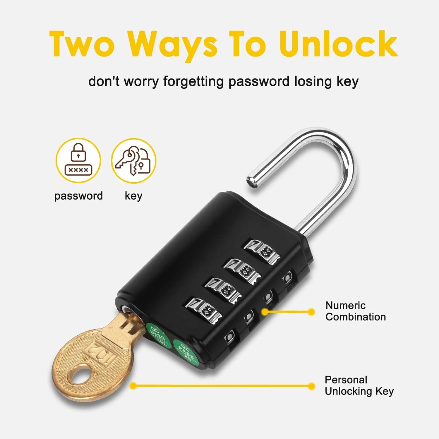 4 Digit Combination Lock Outdoor with Key Outdoor Waterproof, Padlock for School Gym Sports Locker,2 Pack Padlock