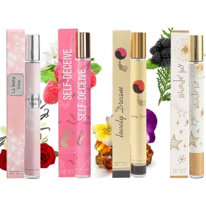4 Pack Eau de Toilette,Mothers Day Gifts for Mom,Teacher Appreciation Gifts Perfumes for Women,Bridesmaid Gifts Travel Size Perfume Gift Sets,Natural Fragrances Fruity Floral Eau De Parfum 4x35 ML