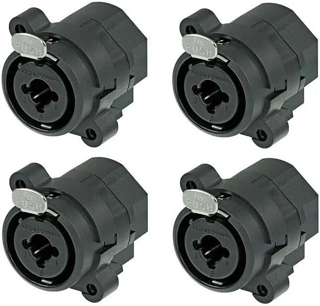 4 Pack Original Neutrik NCJ6FI-S Hybrid XLR and 1/4" Plug Panel Mount Jacks - (4 Pack)