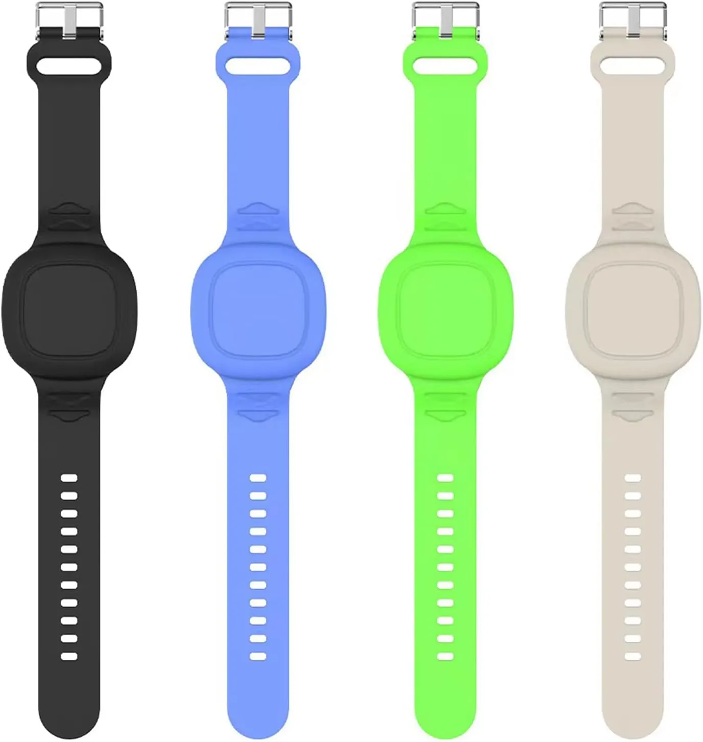 4 Packs Waterproof Bracelet for Tile Mate 2022 Kids, Soft Silicone Wristband Holder Full Case Cover Compatible with Tile Mate (Black Blue Green Beige)