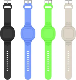 4 Packs Waterproof Bracelet for Tile Mate 2022 Kids, Soft Silicone Wristband Holder Full Case Cover Compatible with Tile Mate (Black Blue Green Beige)