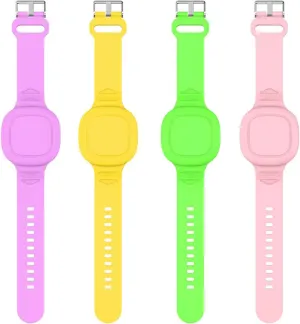 4 Packs Waterproof Bracelet for Tile Mate 2024/ Tile Mate 2022, Soft Silicone Wristband Holder Full Case Cover (Purple Yellow Pink Green)