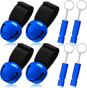 4 Sets Bear Bells with Whistle for Hiker, Loud Bear Bell with Emergency Whistle, Bear Bells for Hiking, Outdoor Camping, Survival, Biking, Fishing, Climbing, Hunting, Pet Tracker