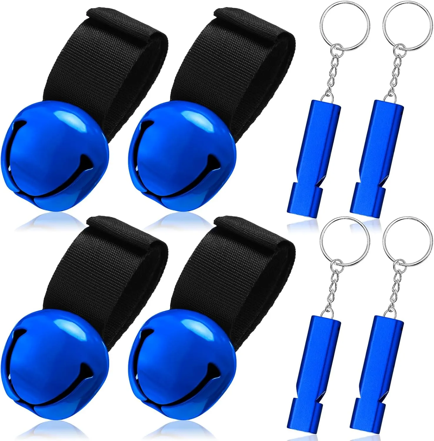 4 Sets Bear Bells with Whistle for Hiker, Loud Bear Bell with Emergency Whistle, Bear Bells for Hiking, Outdoor Camping, Survival, Biking, Fishing, Climbing, Hunting, Pet Tracker