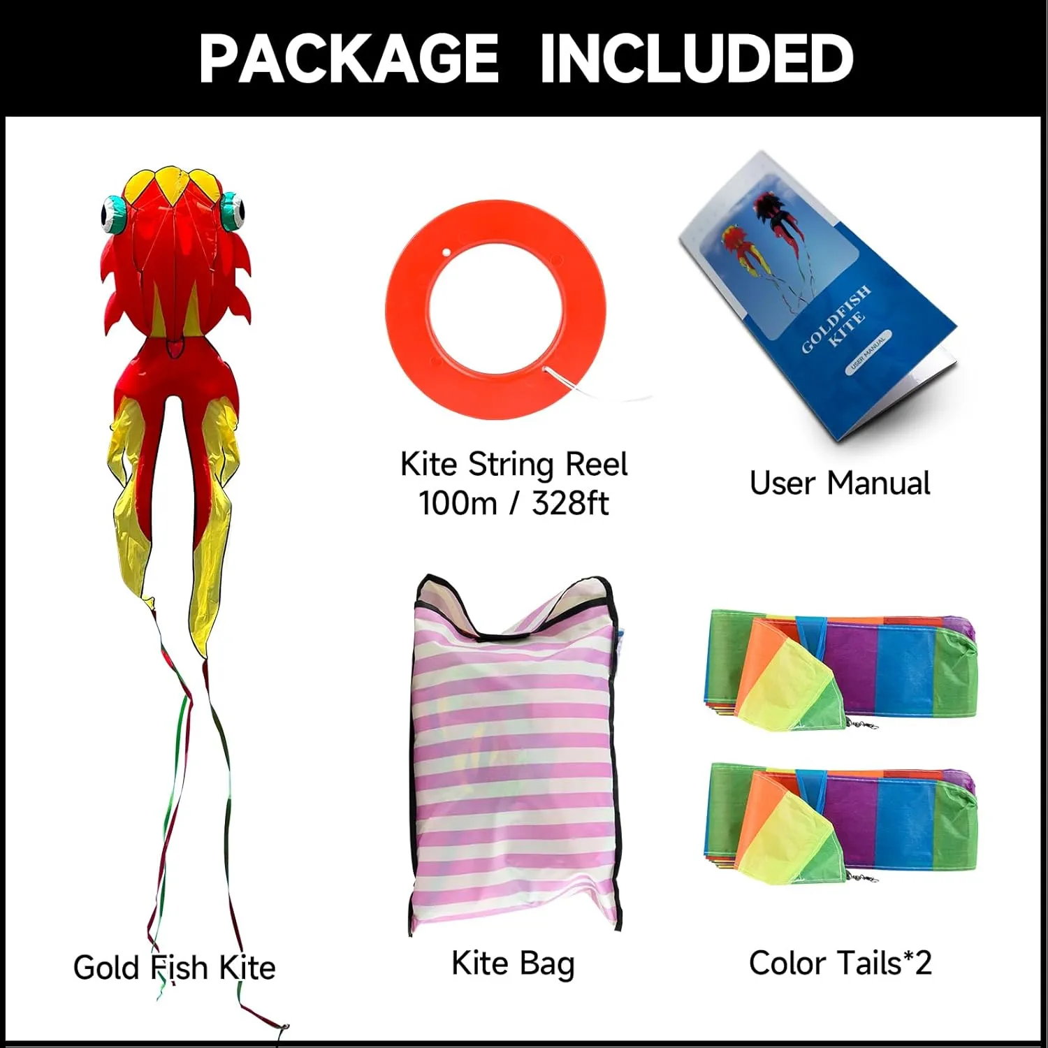 43ft Large Kites for Adults,3D Goldfish Frameless Soft Umbrella Giant Flying Kites,Easy to Fly with 330Ft Kite String in Beach and Amusement Parks-Ages 12 