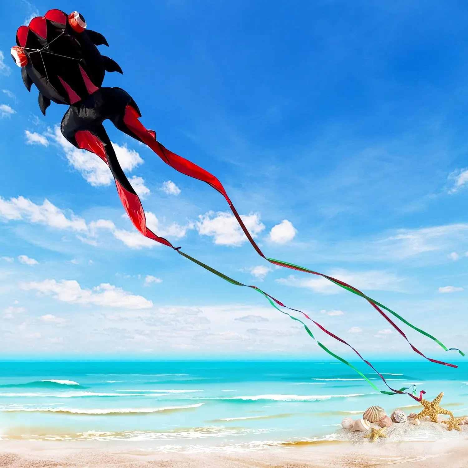 43ft Large Kites for Adults,3D Goldfish Frameless Soft Umbrella Giant Flying Kites,Easy to Fly with 330Ft Kite String in Beach and Amusement Parks-Ages 12 
