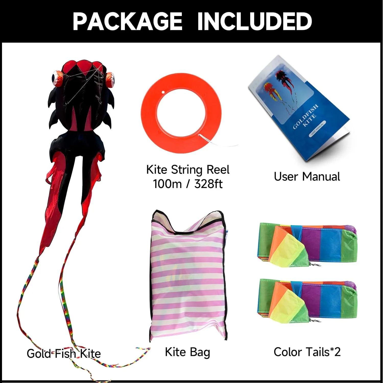 43ft Large Kites for Adults,3D Goldfish Frameless Soft Umbrella Giant Flying Kites,Easy to Fly with 330Ft Kite String in Beach and Amusement Parks-Ages 12 