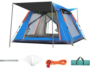 5-6 Person Pop Up Tent Family Tent for 6 Persons Large Tents for Camping Hiking Party，Sun Shelter/Festival Essential，Portable with Carry Bag (Color : Blue)