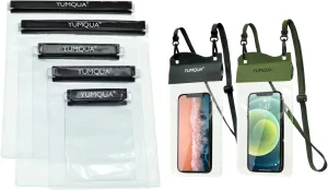 5 Piece Set Waterproof Bags Bundle with 2 Pack Large Waterproof Phone Pouch