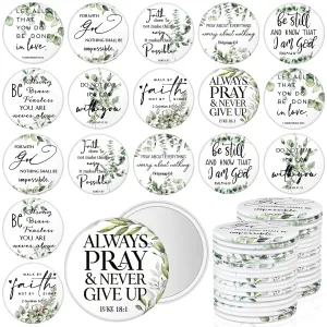 54 Pcs Christian Compact Mirrors Bulk Christian Gifts for Women Inspirational Bible Verse Mini Pocket Makeup Mirror for Coworkers Employees Staff Volunteers Church Party Favors Sunday School