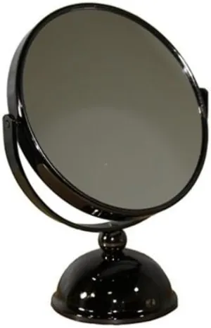 5.5-Inch Diameter Chrome Make-Up Mirror with 5X Magnification, Rotating Design, Black Finish