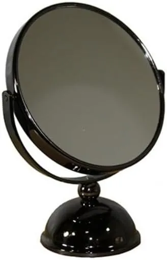5.5-Inch Diameter Chrome Make-Up Mirror with 5X Magnification, Rotating Design, Black Finish