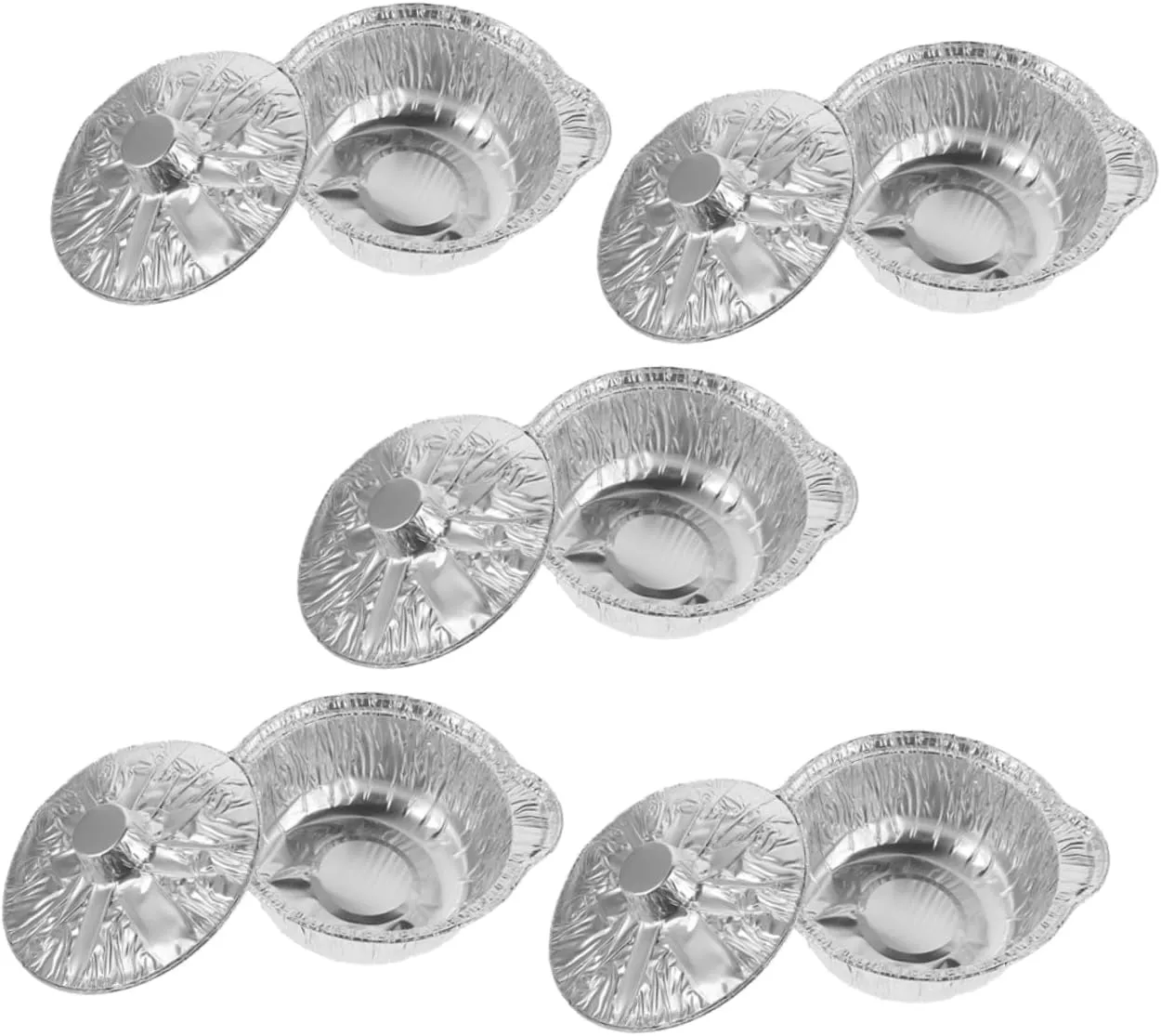 5sets Aluminum Foil Pans Lids Compact Grill Pots for Outdoor Cooking Bbq and Picnics High-temperature Resistant Food Heating Trays for Serving and Roasting