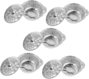 5sets Aluminum Foil Pans Lids Compact Grill Pots for Outdoor Cooking Bbq and Picnics High-temperature Resistant Food Heating Trays for Serving and Roasting