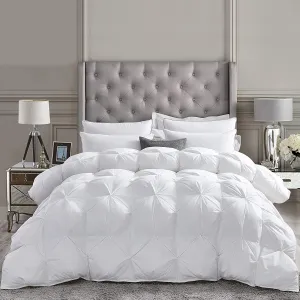 600 Thread Count Egyptian Cotton Siberian Goose Down Comforter, 750 Fill Power, (Twin/Twin XL, White - Pinch Pleat)