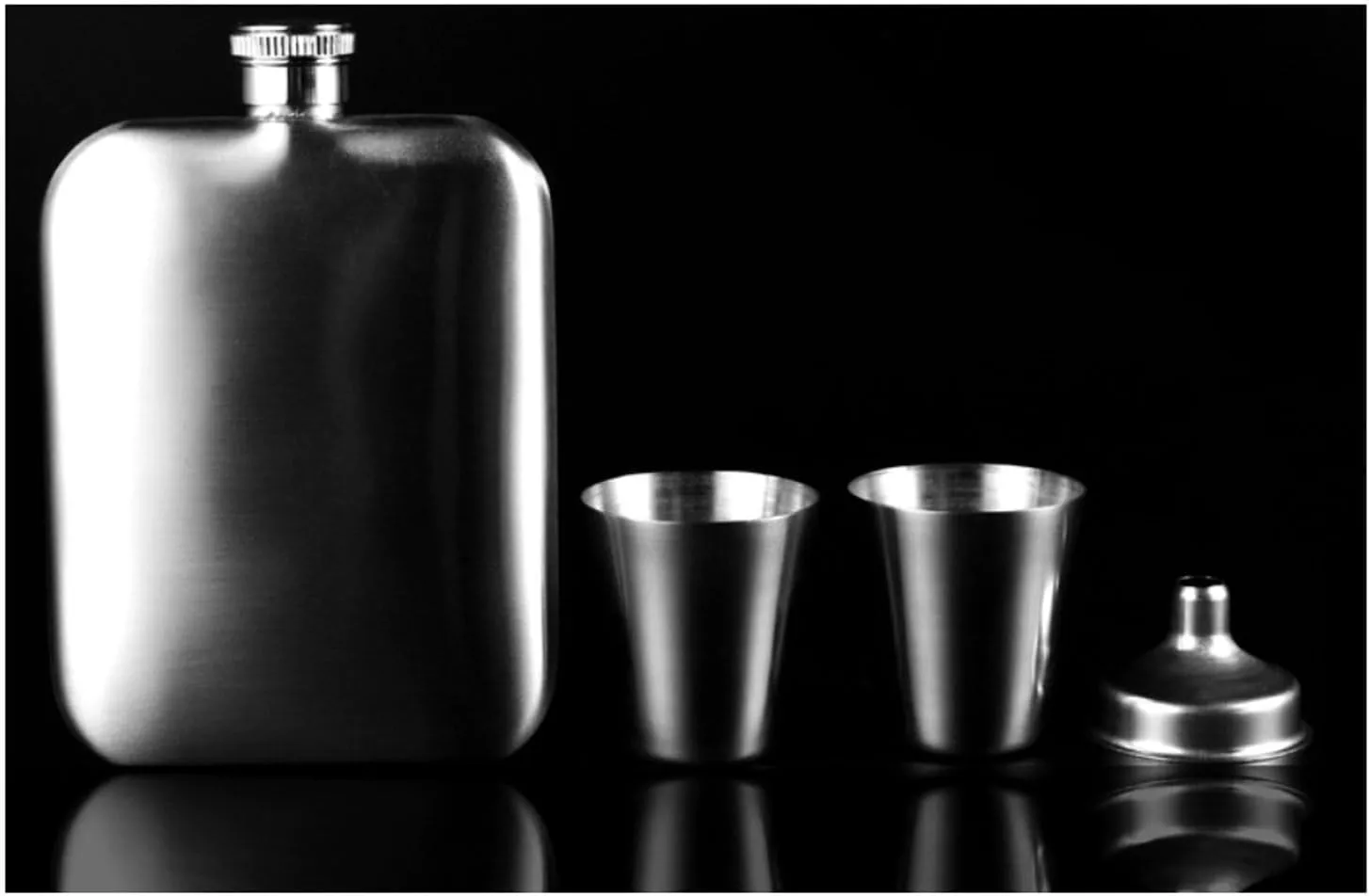 6Oz Outdoor Travel Small Flasks 304 Stainless Steel Flasks for Liquor for Men Flasks with Funnel for Wedding Party Birthdays(A)
