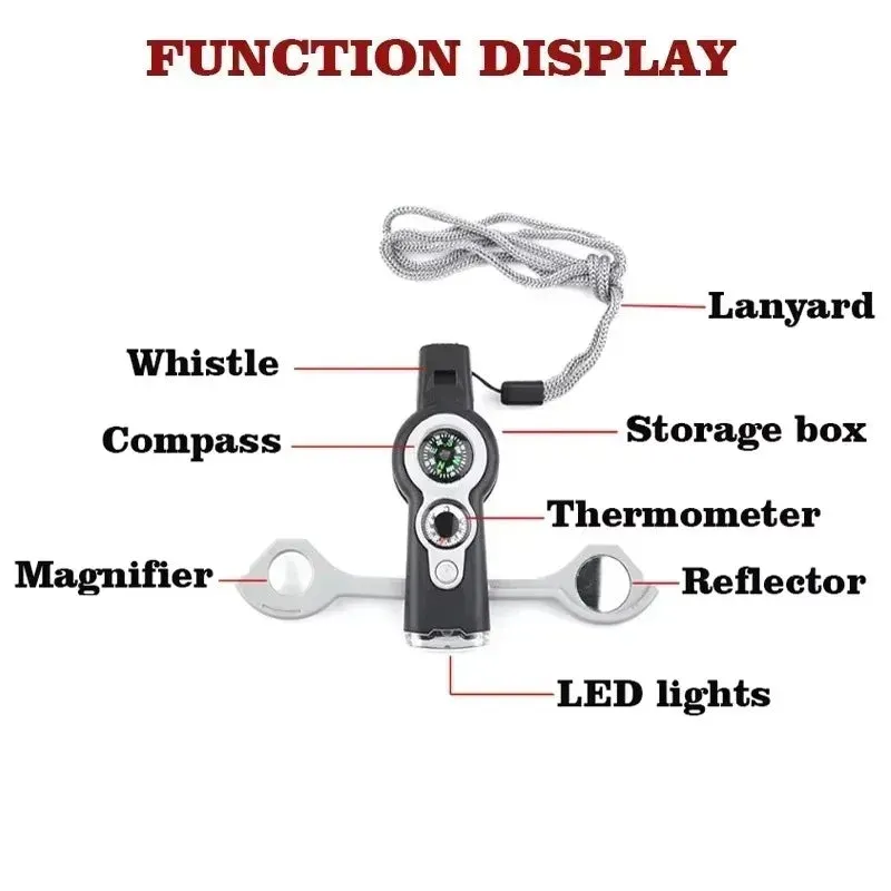 7 in 1 Outdoor Survival Whistle Emergency Tools