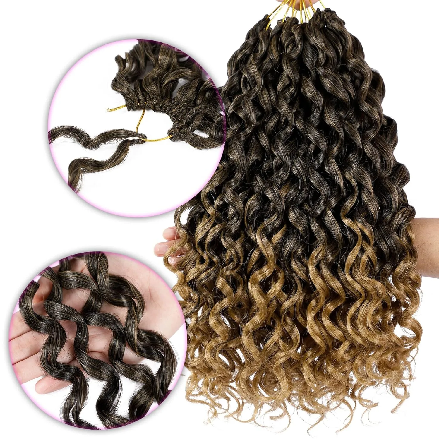 7 Packs GoGo Curl Crochet Hair 10 Inch Short Curly Crochet Hair for Women Beach Curl Water Wave Deep Twist Crochet Braids Synthetic Braiding Hair Extensions (10 Inch, T1B/27)