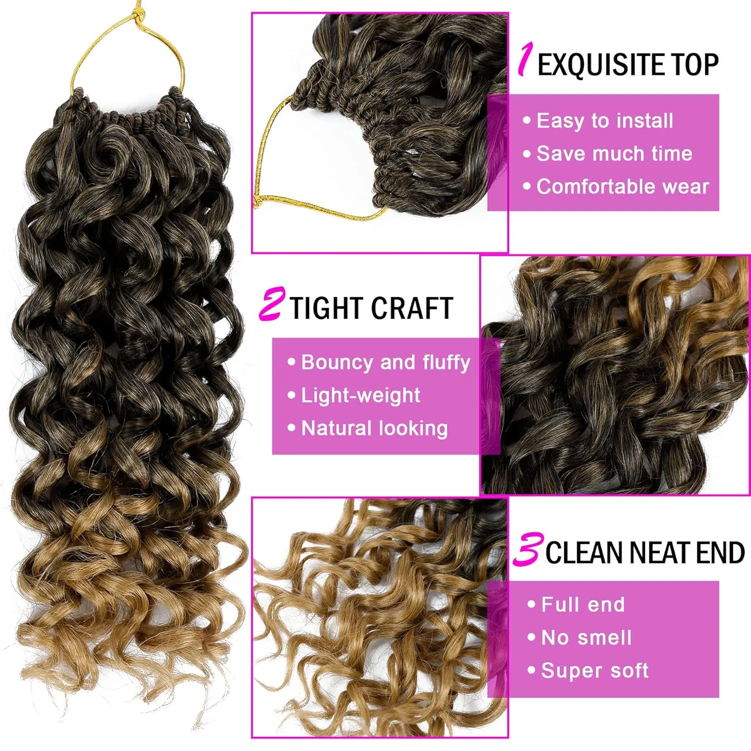 7 Packs GoGo Curl Crochet Hair 10 Inch Short Curly Crochet Hair for Women Beach Curl Water Wave Deep Twist Crochet Braids Synthetic Braiding Hair Extensions (10 Inch, T1B/27)